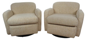 edgebrookhouse - 1970s Mid-Century Modern Wool Tweed Swivel Chairs by Preview- a Pair