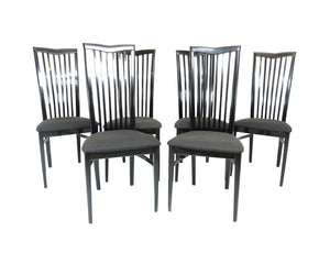 edgebrookhouse - 1970s Black Lacquer Pietro Costantini for Ello High Back Dining Chairs - Set of 6