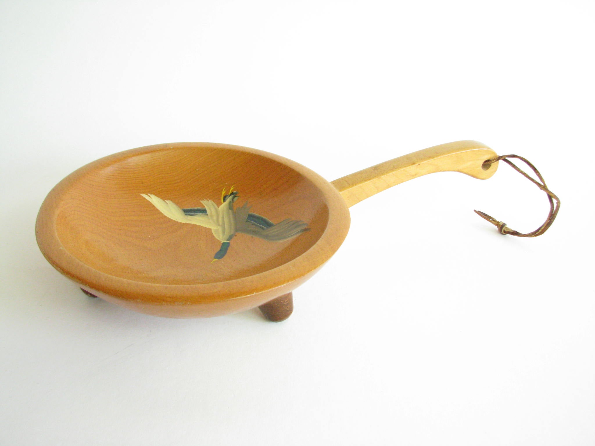 Munising Wooden Bowl With Painted Birds Approx. Diameter = 9 3/4