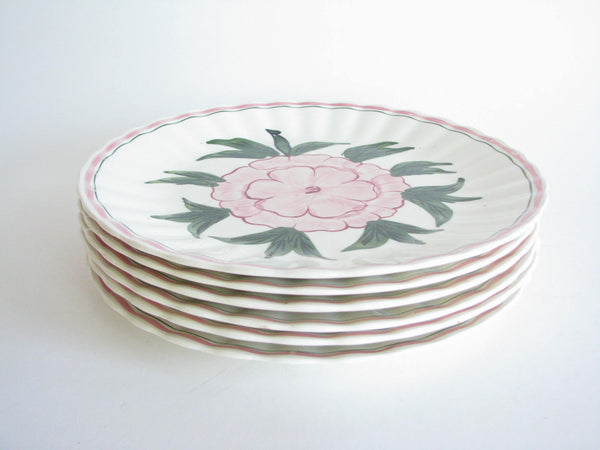 edgebrookhouse - 1940s Southern Pottery Blue Ridge Peony Ironstone Dinner Plates - Set of 6