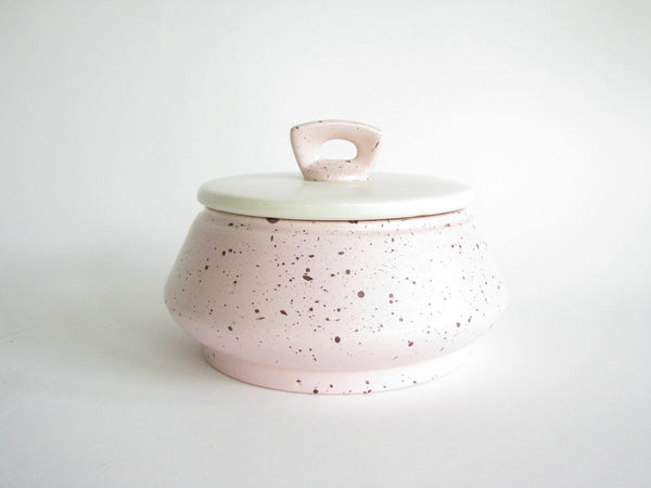 edgebrookhouse - 1950s Bauer Pottery Speckled Pink Lidded Pottery Serving Dish