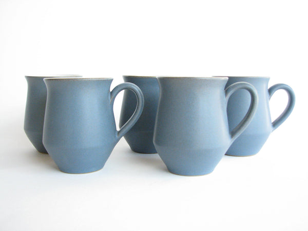 edgebrookhouse - 1960s Denby Echo Blue Stoneware Coffee Cups - Set of 5