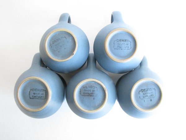 edgebrookhouse - 1960s Denby Echo Blue Stoneware Coffee Cups - Set of 5