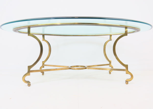 edgebrookhouse - 1960s Maison Jansen Style Solid Brass and Glass Oval Coffee Table