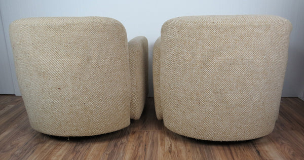 edgebrookhouse - 1970s Mid-Century Modern Wool Tweed Swivel Chairs by Preview- a Pair