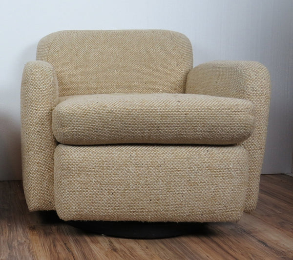 edgebrookhouse - 1970s Mid-Century Modern Wool Tweed Swivel Chairs by Preview- a Pair