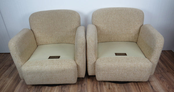 edgebrookhouse - 1970s Mid-Century Modern Wool Tweed Swivel Chairs by Preview- a Pair