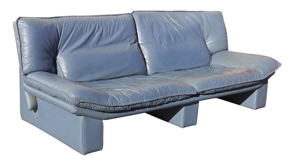 edgebrookhouse - 1970s modern italian nicoletti salotti leather sofa and lounge chair 2 pieces