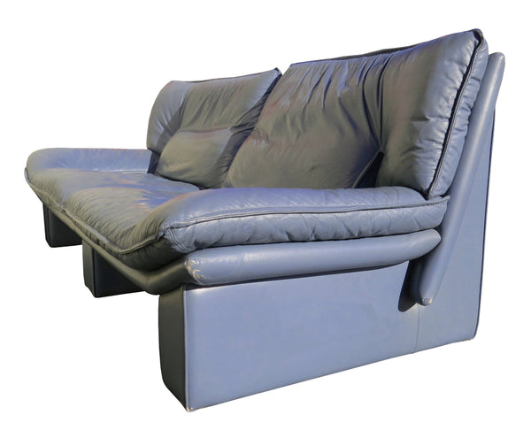 edgebrookhouse - 1970s modern italian nicoletti salotti leather sofa and lounge chair 2 pieces