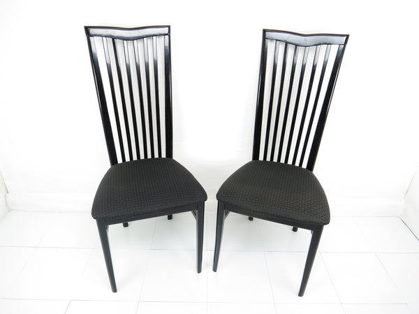 edgebrookhouse - 1970s Black Lacquer Pietro Costantini for Ello High Back Dining Chairs - Set of 6