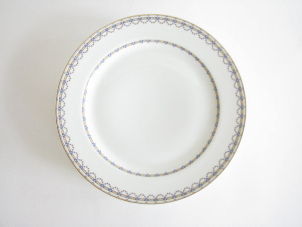 edgebrookhouse - Antique Haviland France Limoges Porcelain Dinner Plates with Blue and Gold Design - Set of 6