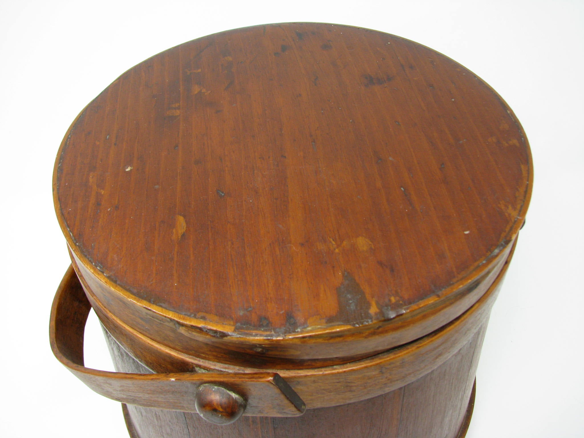 Antique Wood Sugar Bucket With Lid and high quality Handle Hand Made