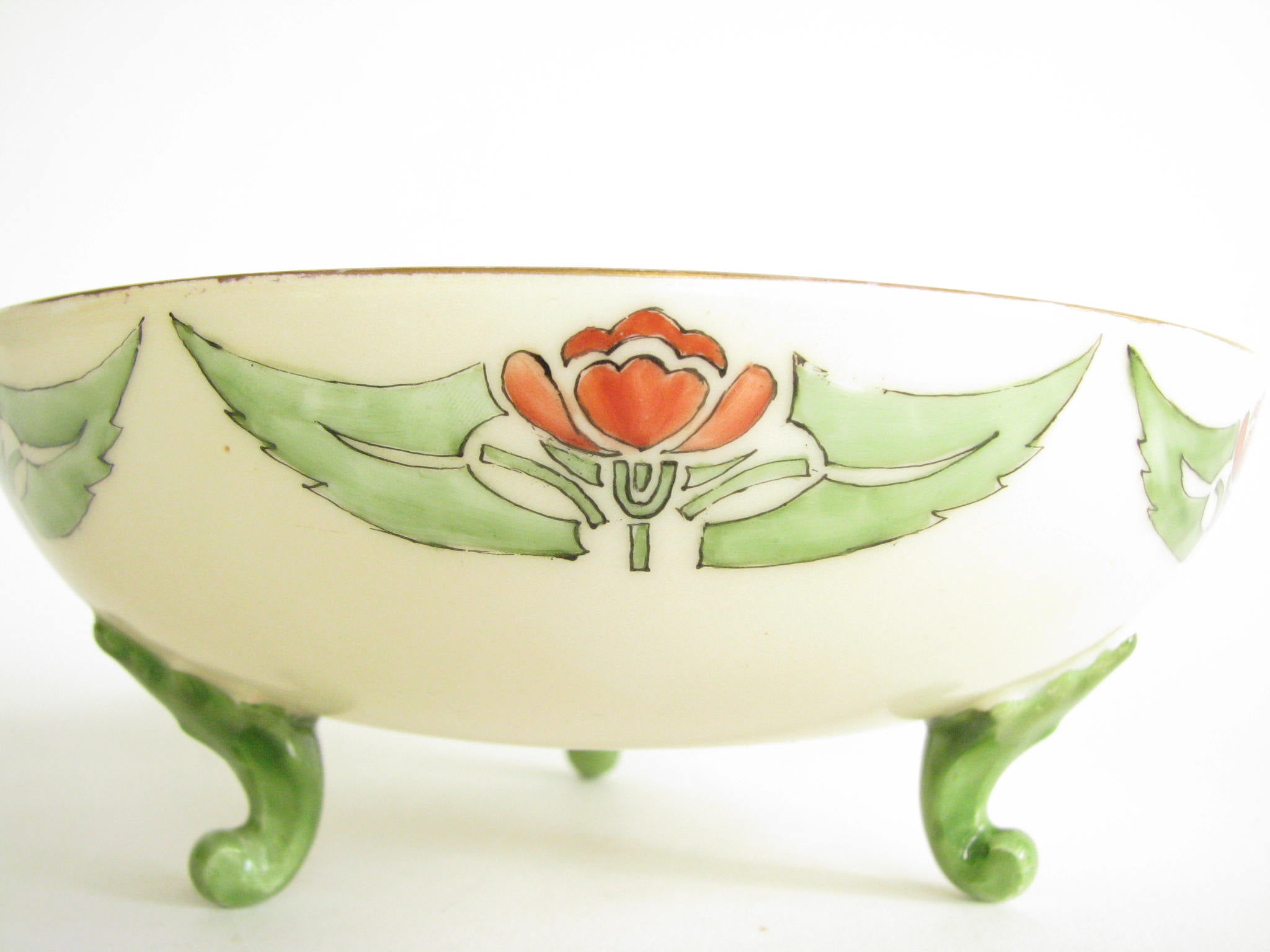 Vintage T&V Limoges France Hand Painted Tiger Lily discount Footed Bowl Serving Dish