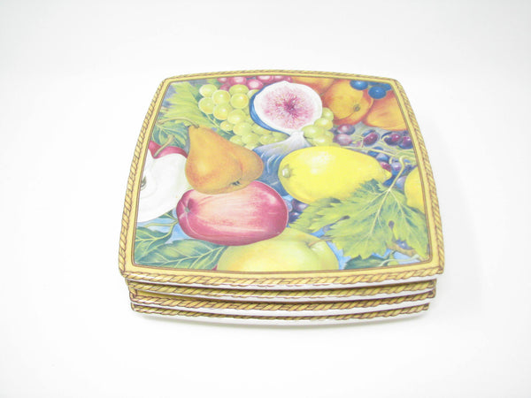 edgebrookhouse - Italian Ceramics Company Bali Square Salad Plates with Fruit Design - Set of 4