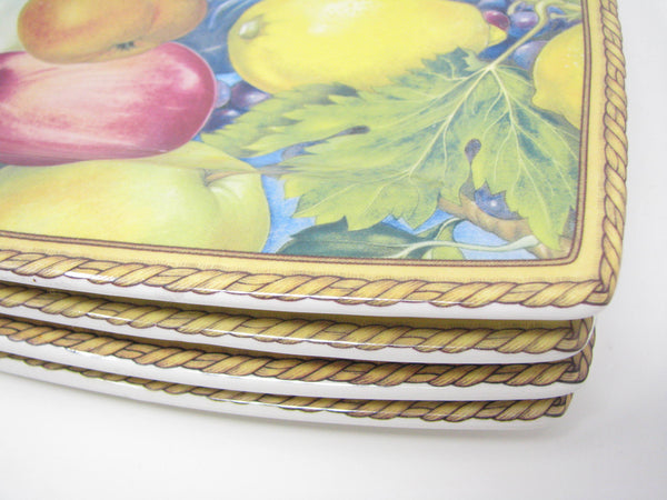 edgebrookhouse - Italian Ceramics Company Bali Square Salad Plates with Fruit Design - Set of 4