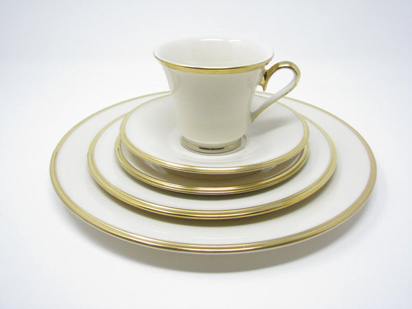 edgebrookhouse - Lenox Eternal 40 Piece Ivory Bone China Dinnerware Set with Gold Trim - Service for 8