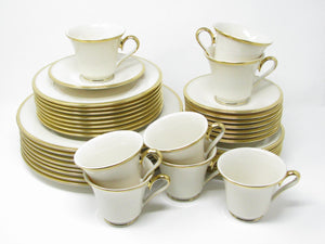 edgebrookhouse - Lenox Eternal 40 Piece Ivory Bone China Dinnerware Set with Gold Trim - Service for 8