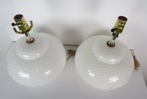 edgebrookhouse - mid century modern murano glass swirl lamps a pair