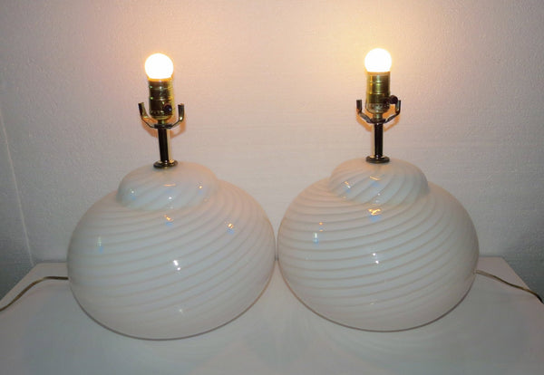 edgebrookhouse - mid century modern murano glass swirl lamps a pair