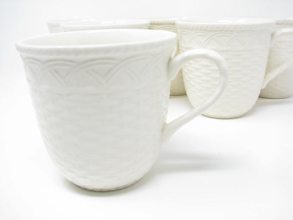 edgebrookhouse - Mikasa Stone Manor White Mugs with Basket Weave Design - Set of 6