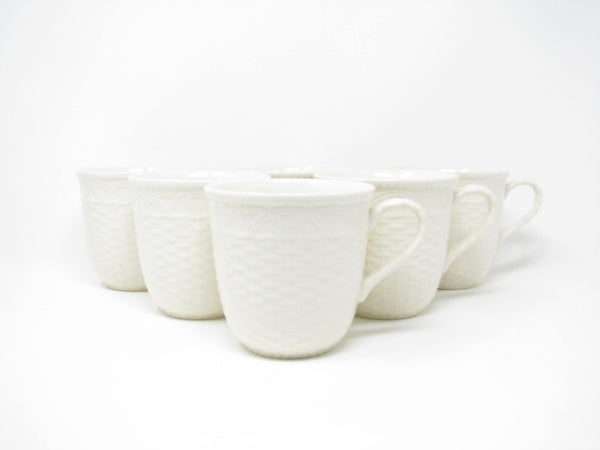 edgebrookhouse - Mikasa Stone Manor White Mugs with Basket Weave Design - Set of 6