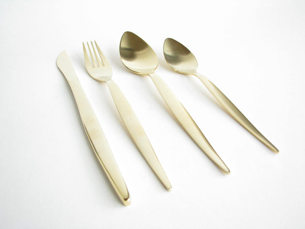 edgebrookhouse - Modern Guttlem Germany Gold Brushed Stainless Steel Flatware Set - 24 Pieces