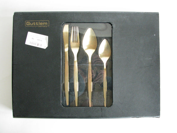 edgebrookhouse - Modern Guttlem Germany Gold Brushed Stainless Steel Flatware Set - 24 Pieces