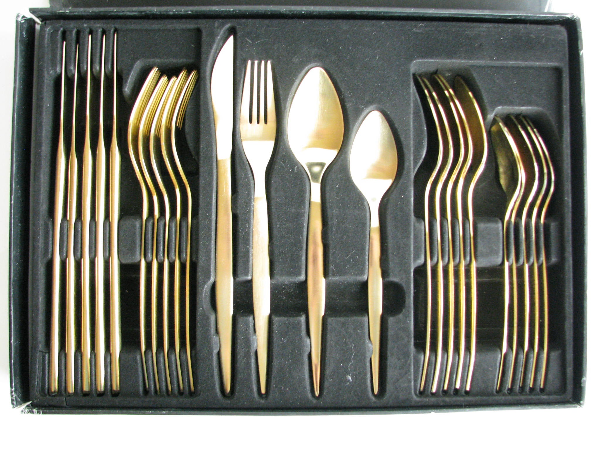 edgebrookhouse - Modern Guttlem Germany Gold Brushed Stainless Steel Flatware Set - 24 Pieces