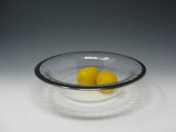 edgebrookhouse - Modern Textured Glass Serving Bowl with Platinum Rim