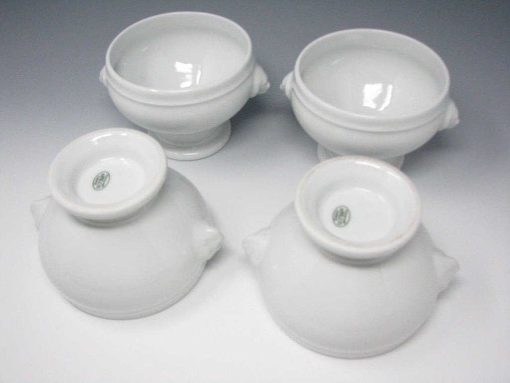 Apilco Lion's Head Porcelain Soup Bowls & Tureen