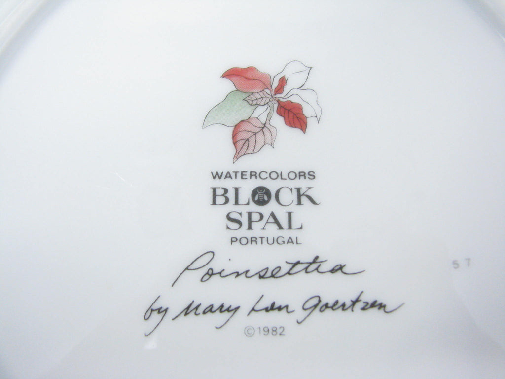 Vintage Block Poinsettia Designed Salad by Lou edgebrookhouse Goertzen Plates – - Mary
