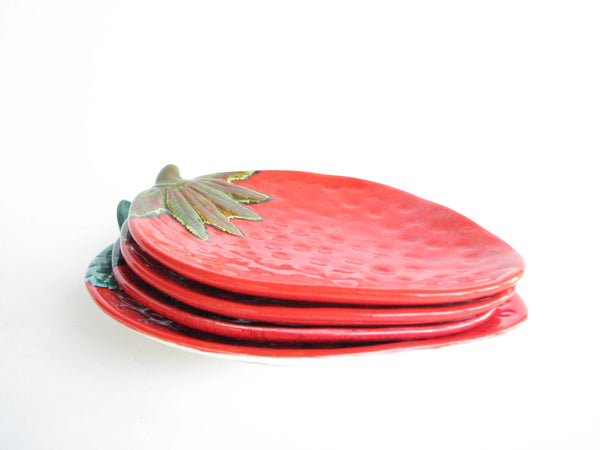 edgebrookhouse - Vintage Collection of Ceramic Strawberry Shaped Plates - 4 Pieces