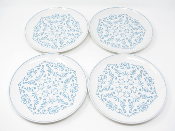 edgebrookhouse - Vintage Franciscan Blue Fancy Ceramic Salad Plates with Hearts & Scrolls - 4 Pieces