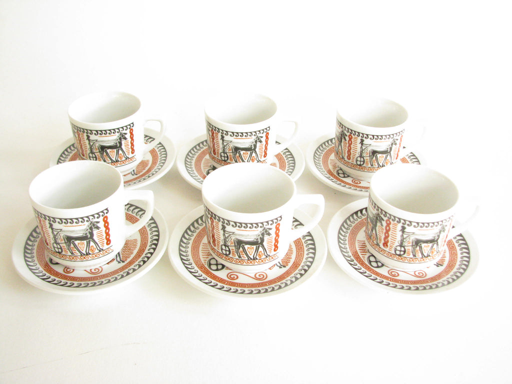Set of 2 Vintage Delta Coffee Espresso Cups and Saucers 