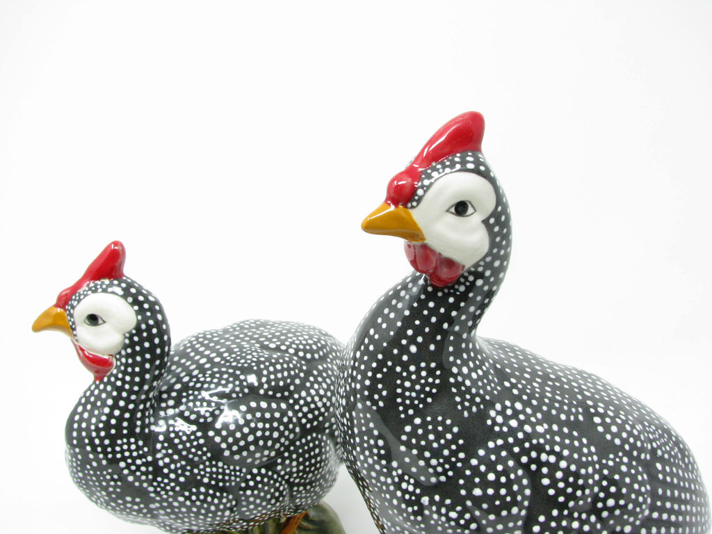 Vintage Hand-Painted Ceramic Guinea Fowl Hens - 2 Pieces – edgebrookhouse