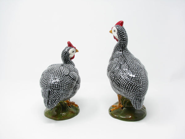 edgebrookhouse - Vintage Hand-Painted Ceramic Guinea Fowl Hens - 2 Pieces