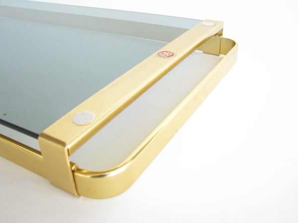 edgebrookhouse - Vintage Italian Brass and Smoked Glass Serving Tray by MB Italy