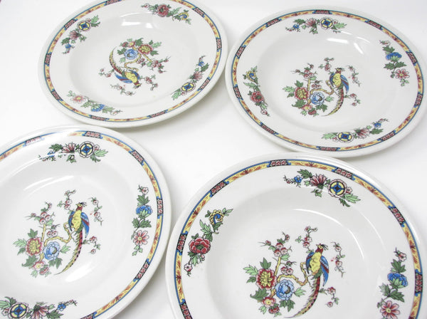 edgebrookhouse - Vintage Lamberton Sterling Syracuse China Rimmed Bowls with Pheasant Bird Pattern - 4 Pieces