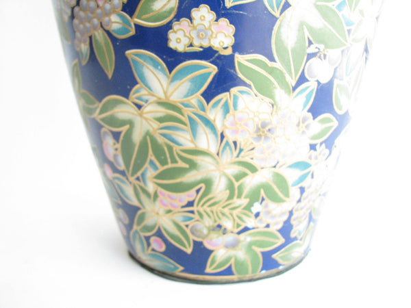 edgebrookhouse - Vintage Large Floral Moriage Style Cobalt and Gold Floral Vase