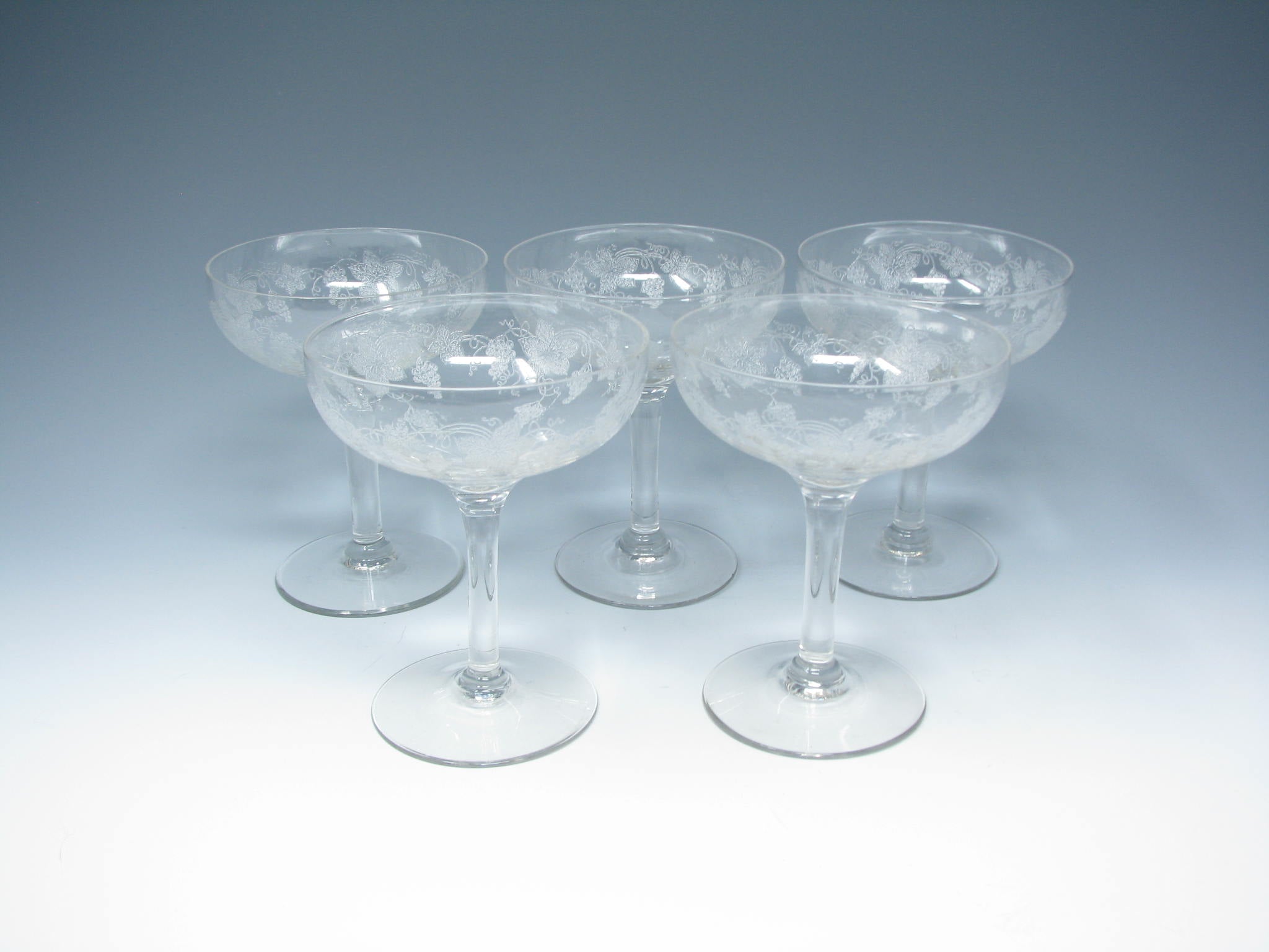 5 CLEAR Mini GLASS CHAMPAGNE COUPES DESSERT GLASSES