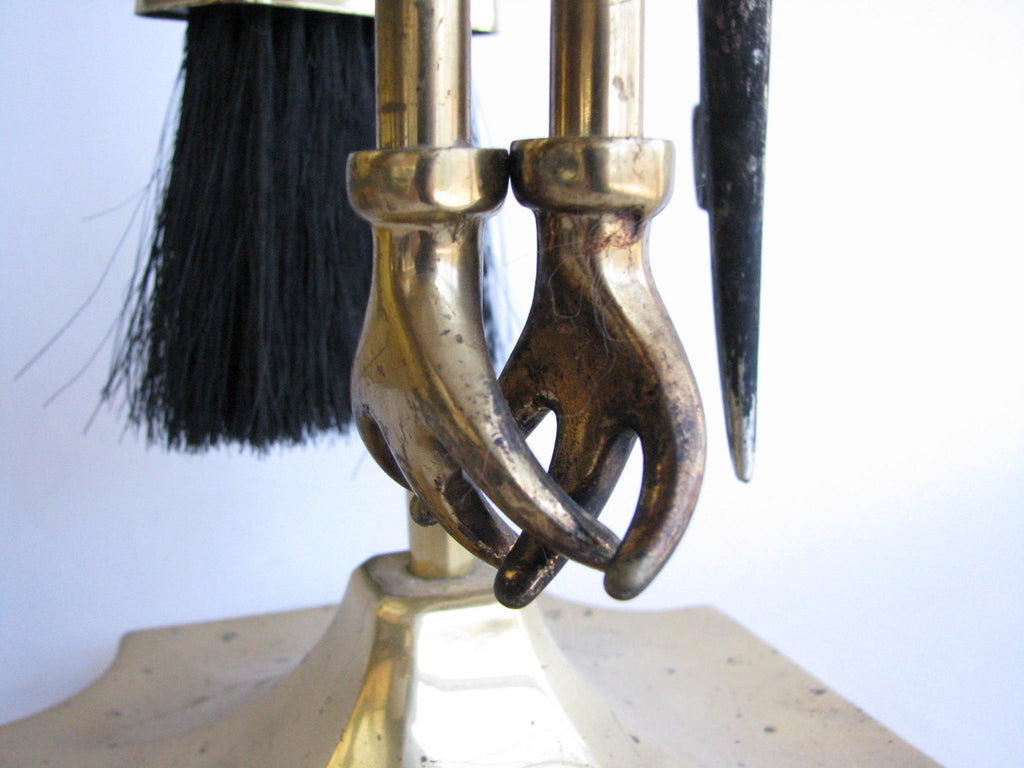 Mid-20th Century Brass Duck Head Fireplace Tool Set