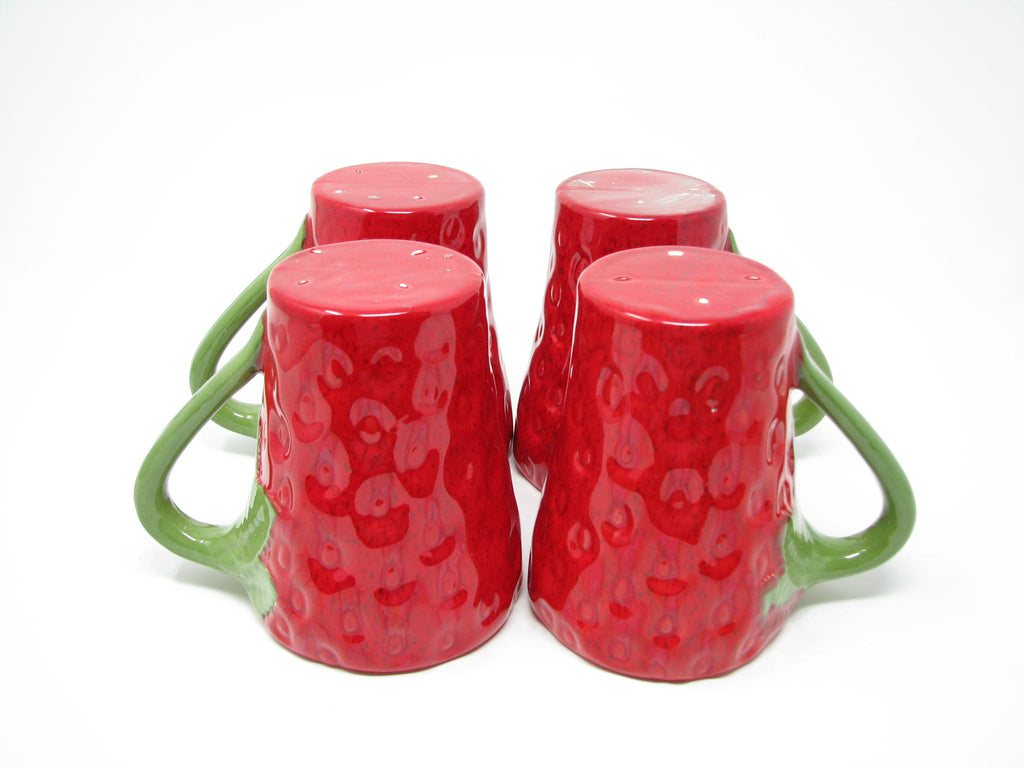 Hand Painted Ceramic Strawberry Figural Measuring Cups