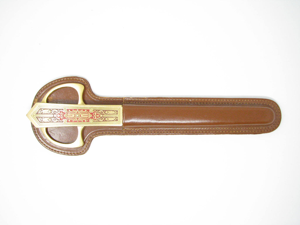 German Desk Scissor Set in Leather and Brass Case at 1stDibs