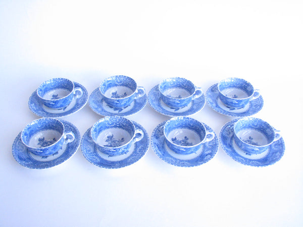 edgebrookhouse - Early 20th Century Spode Camilla Blue and White Cups and Saucers - Set of 8