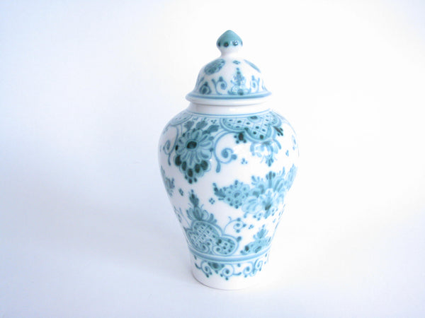 edgebrookhouse - 1970s Royal Delft Hand-Painted Lidded Green Jar