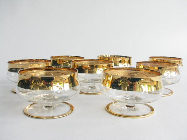 edgebrookhouse - Gold Rimmed Footed Dessert or Sherbet Glasses - Set of 8