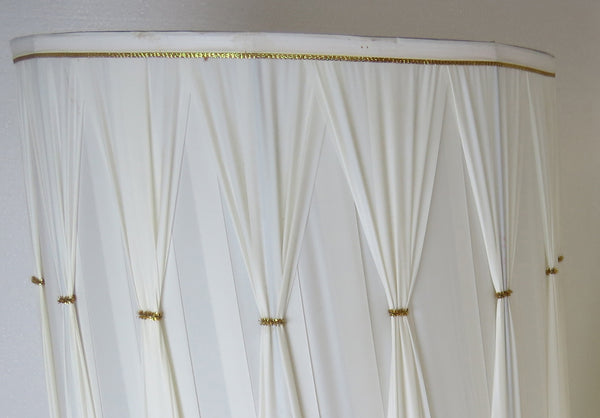 edgebrookhouse - 1960s Vintage Italian Off-White Lamp Shades With Gold Accents - a Pair