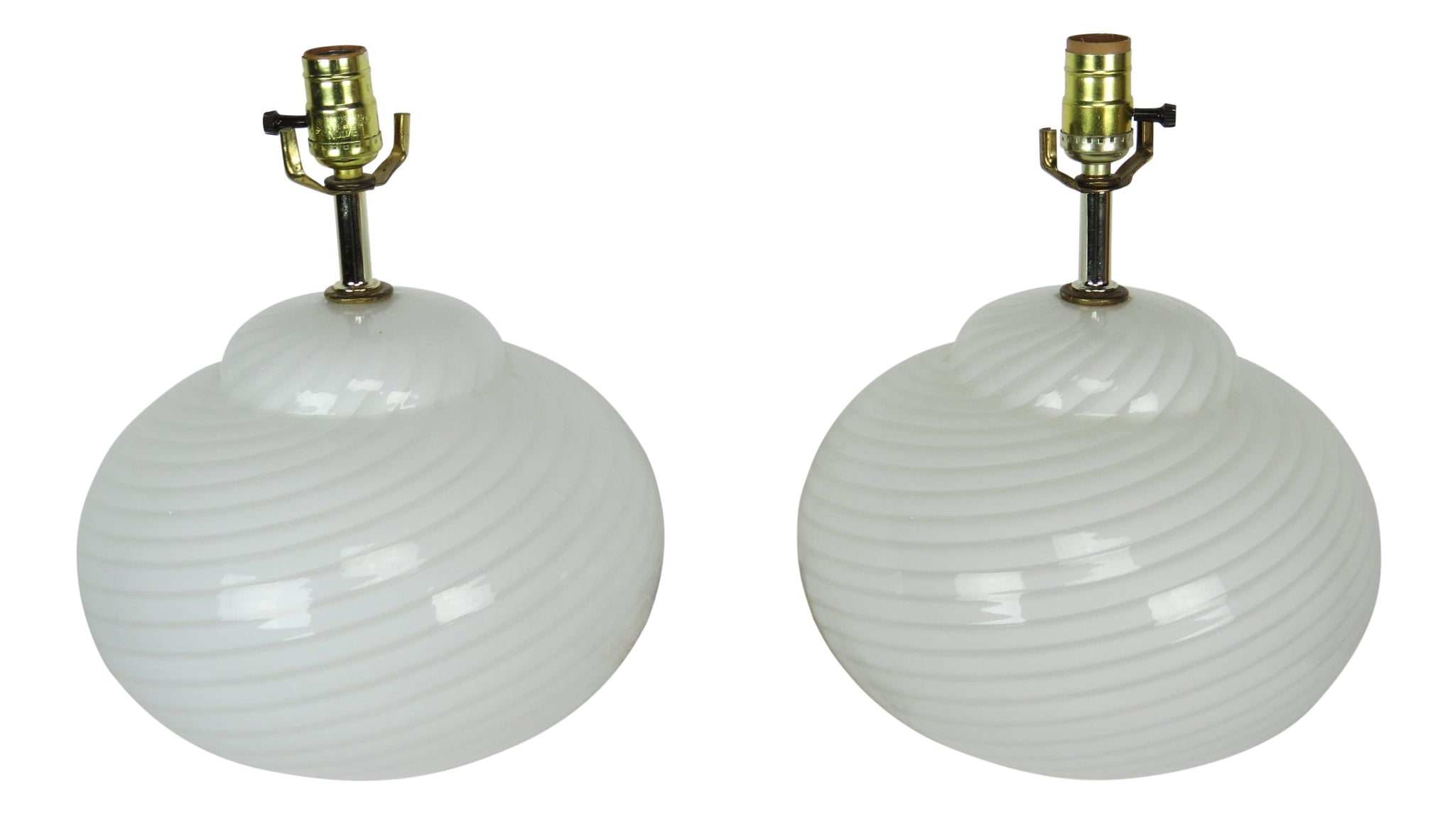 edgebrookhouse - mid century modern murano glass swirl lamps a pair