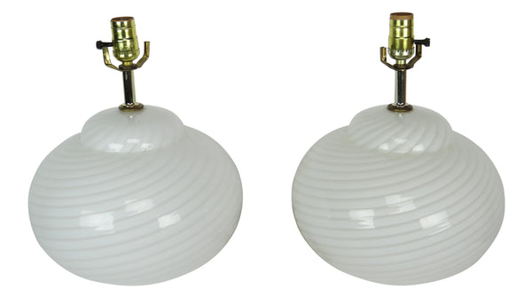 edgebrookhouse - mid century modern murano glass swirl lamps a pair